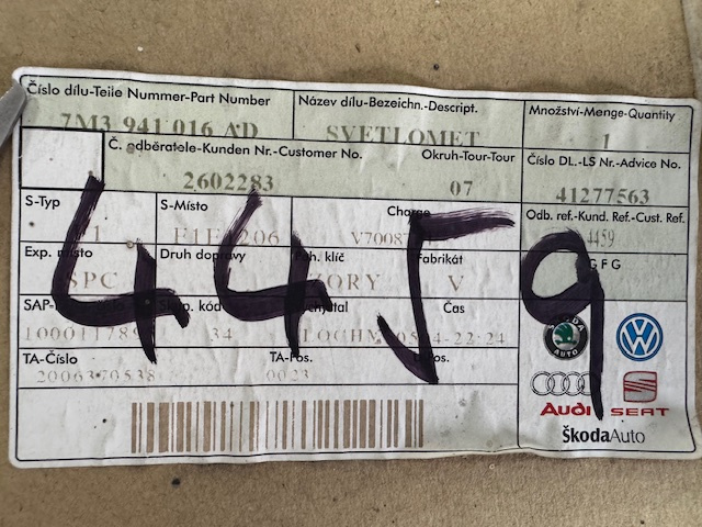 Světlo,světlomet pravý přední VW Sharan rv.2001,NOVÝ,orig. - 8