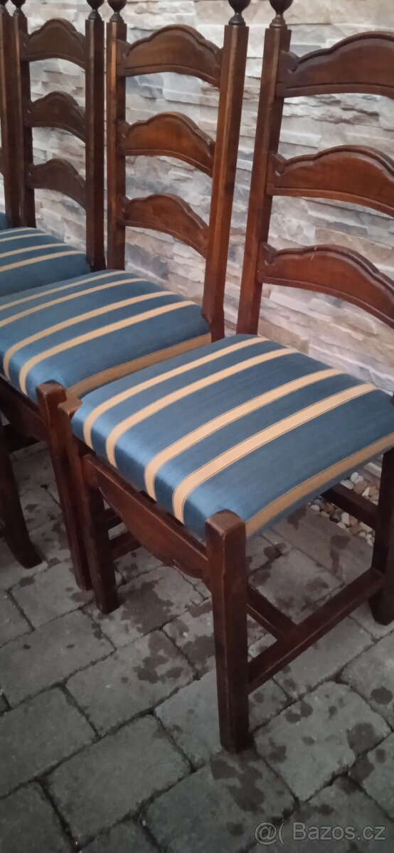 Stylové masivní dřevěné židle 4+1 ks - 8