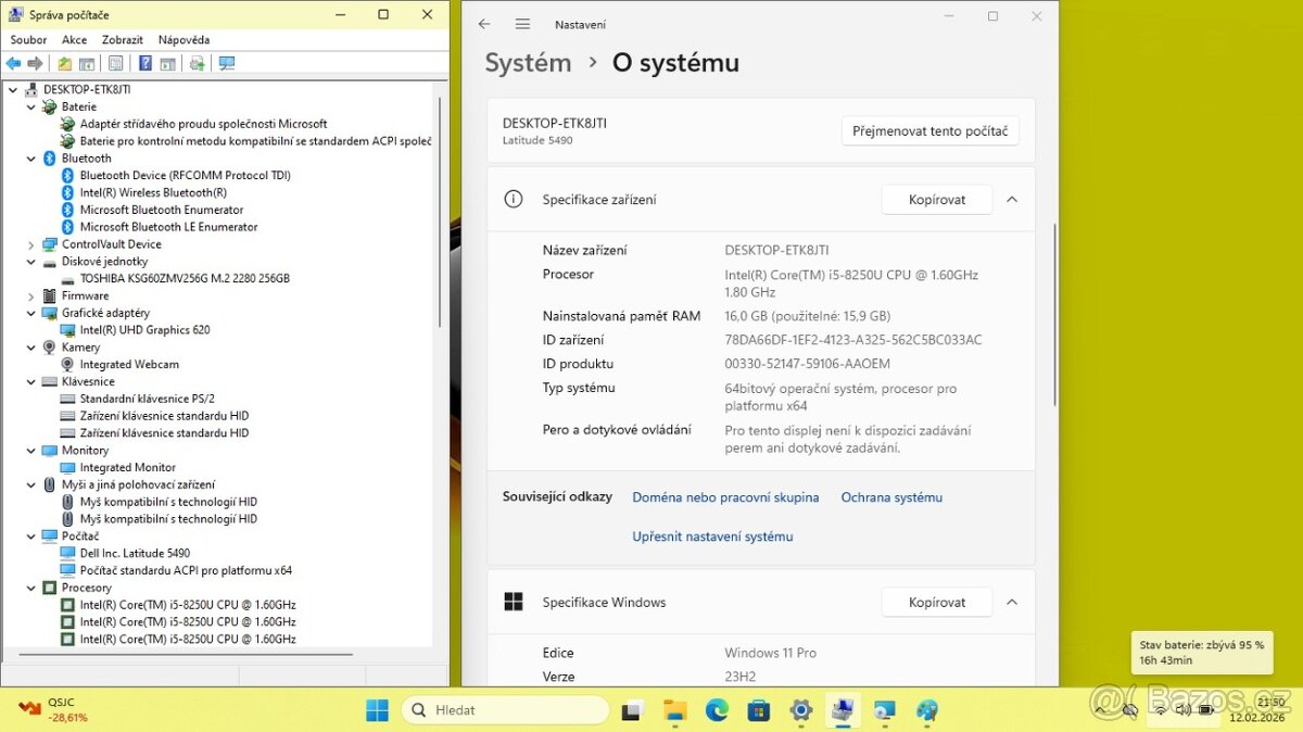 DELL LATITUDE 5490 /i5-8250/16GB/SSD256GB/WIN11/ZÁRUKA - 8