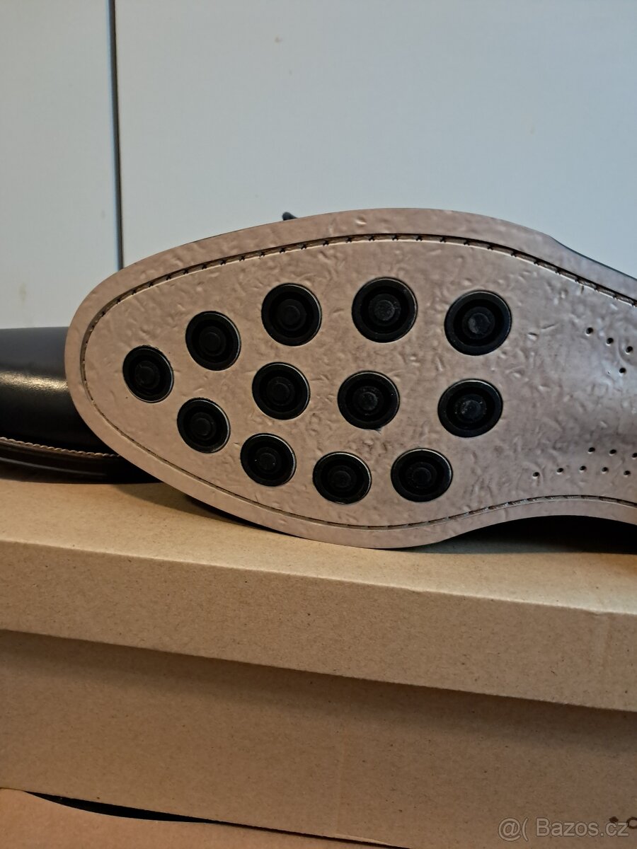 Bata Navy Blue Koženy boty 46 - darek Hand grip posilovač - 8