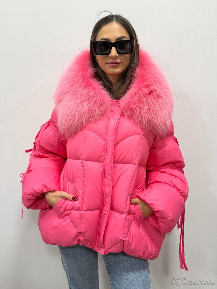 Dámská péřová bunda s pravou liščí kožešinou - 8