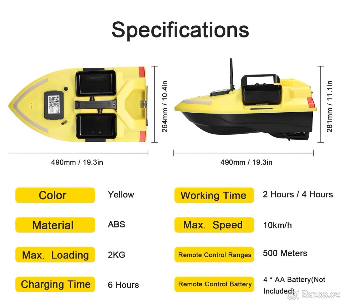Tříkomora loďka s GPS s baterií 12000mAh včetně obalu - 8