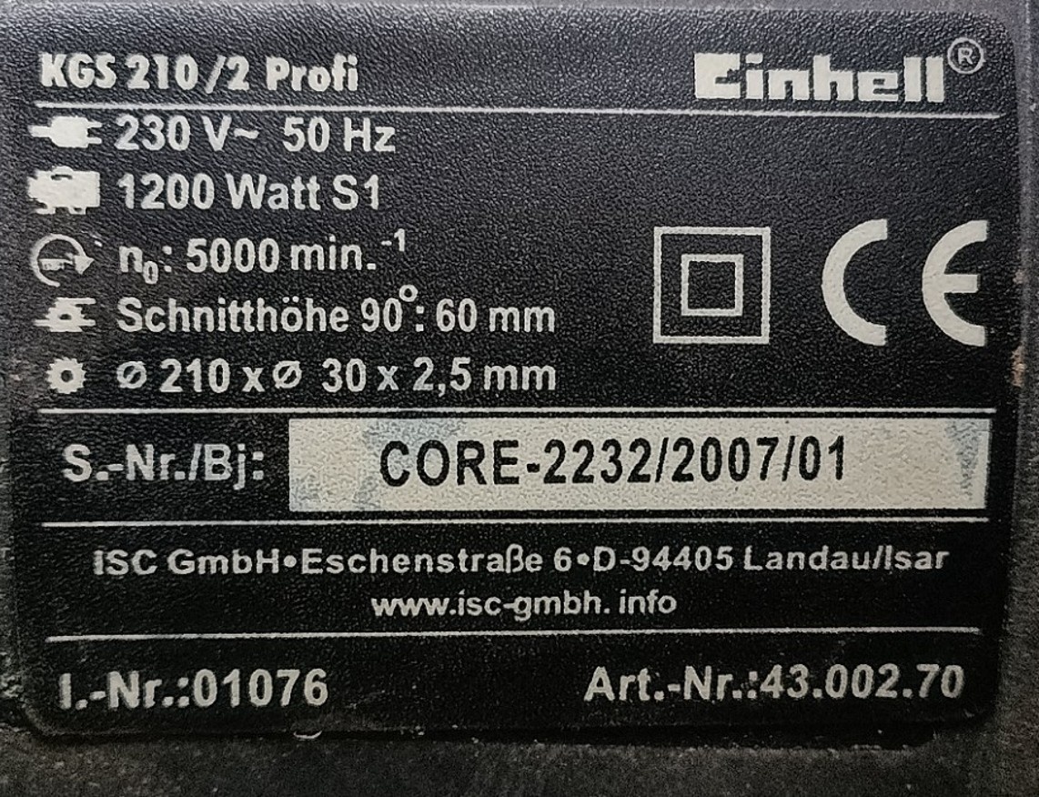 Pokosová pila Einhel KGS 210/2 Profi .Plně funkční na prodej - 8