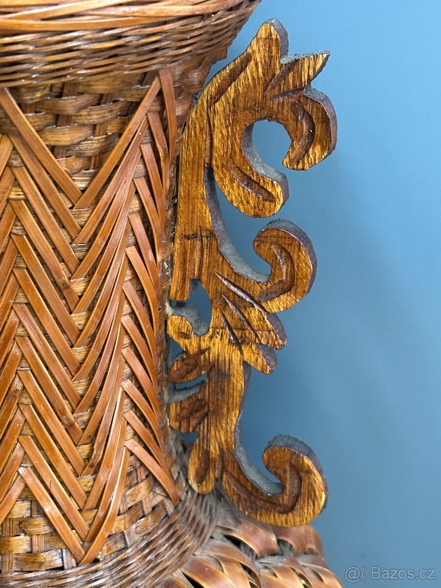 Proutěná váza na ikebanu, ručně vyr. 2010, dovoz Japonsko - 8