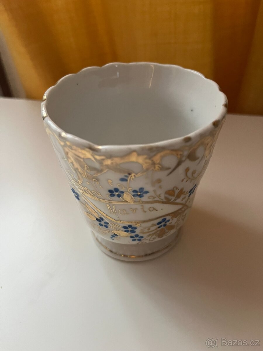 Starý hrneček, zlacený, nápis Marta - 8