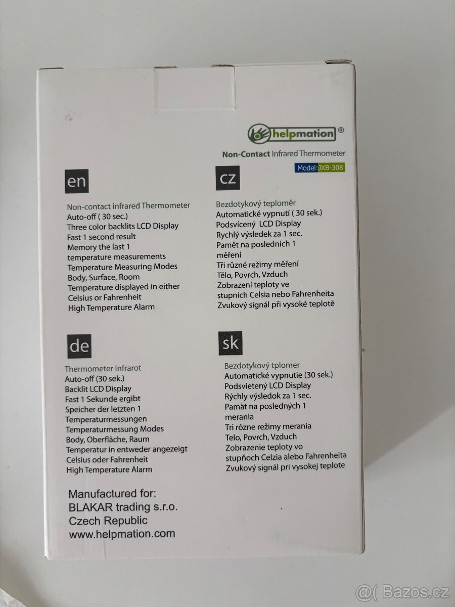 Bezdotykový teploměr Helpmation JXB308 - 8