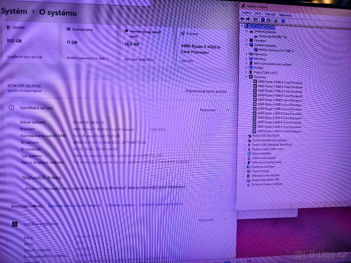 6jádro Ryzen 5 4500, 16GB, GTX1080Ti 11GB, 1TB SSD - záruka - 8