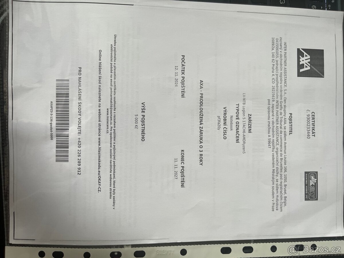 Herni otebook Lenovo Legion5-1,3”/RTX 3050/Ryzen/16GB/SSD - 8