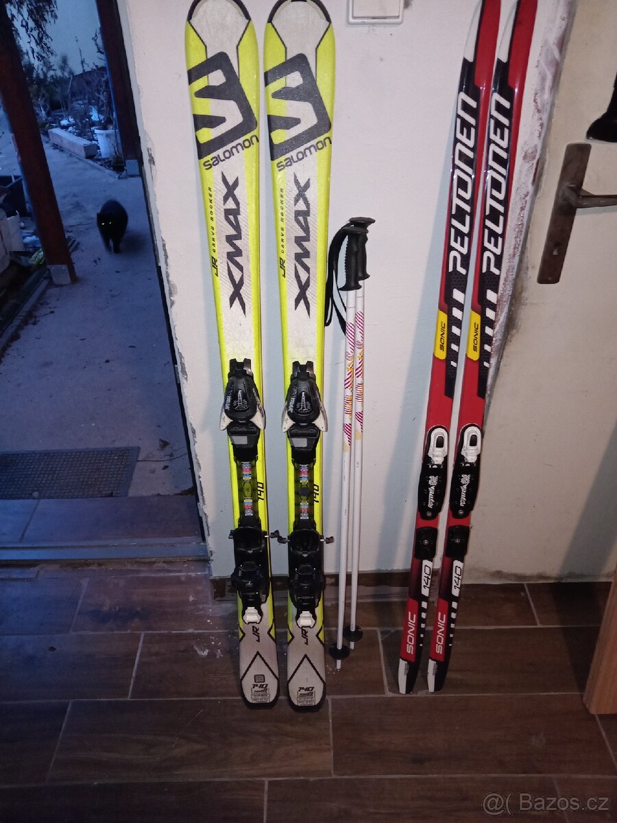 Lyže 140cm, 2x lyžáky - 8