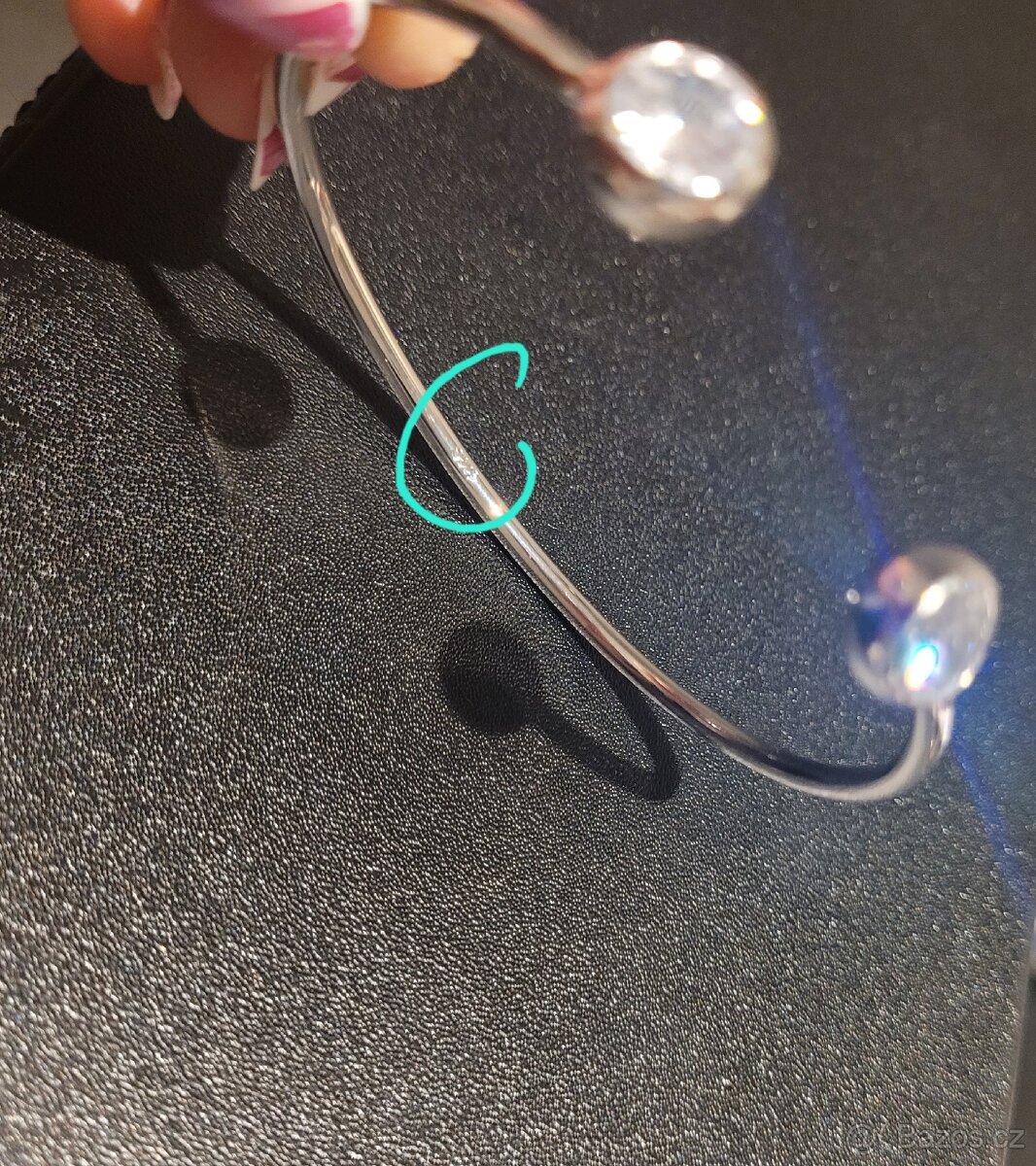 Nový dámský stříbrný náramek otevřený 925 třpytivý - 8