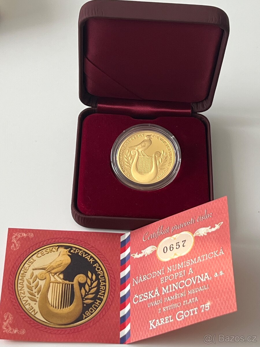 Zlato / zlatá mince,medaile Karel Gott proof - 8