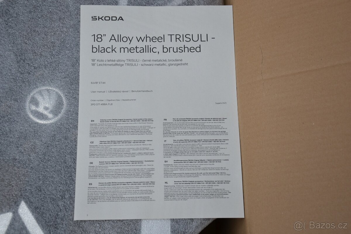Škoda Superb III/IV/VW Passat B8-NOVÉ orig.Alu 18-8x18,ET44 - 8