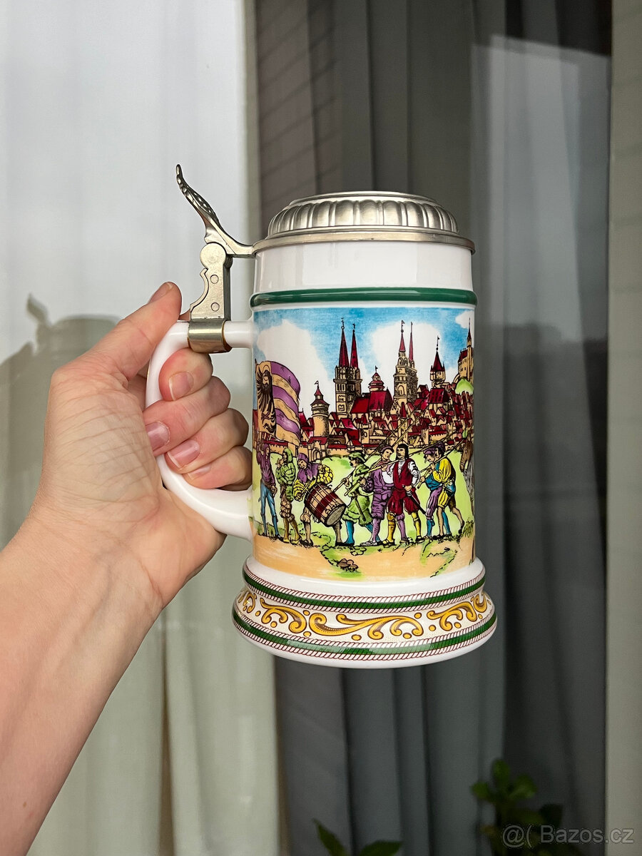 Korbel s cínovým víkem Rytířský turnaj 500ml, BMF - 8