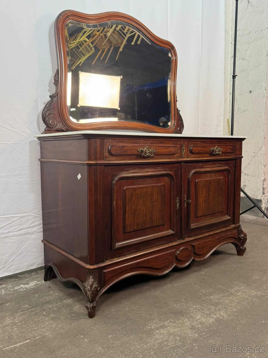 Francouzská komoda s mramorem a zrcadlem (134020) - 8