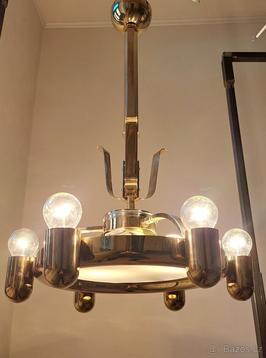 Starožitný funkcionalistický lustr, .lustřík, osvětlení, - 8