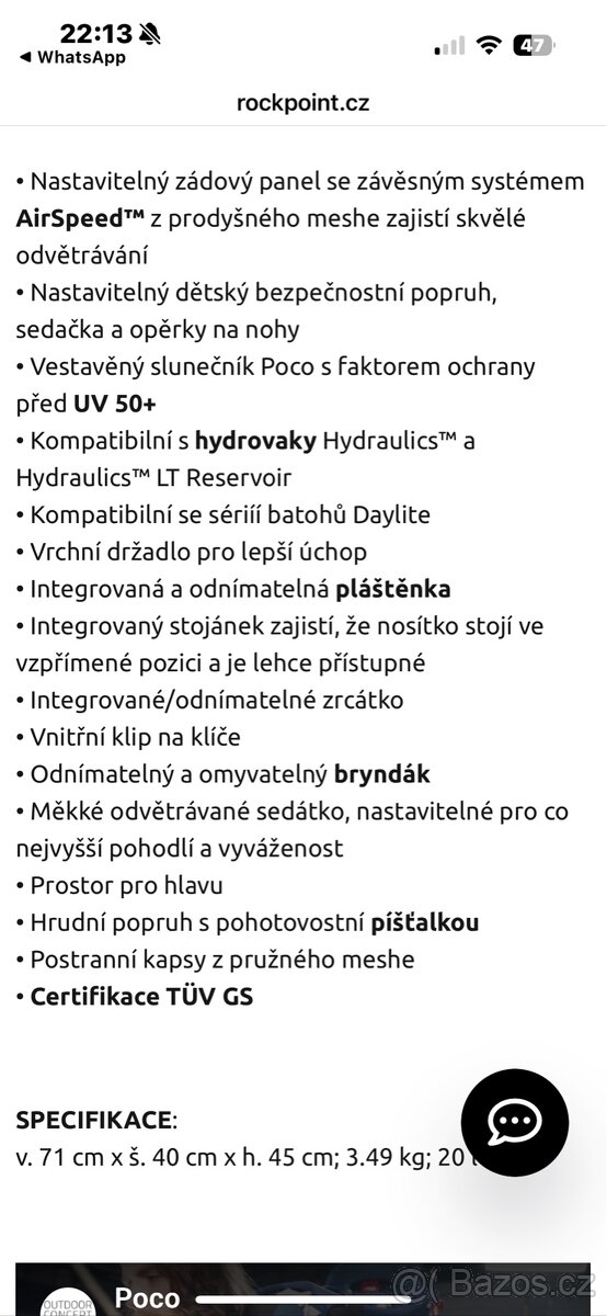 Dětská sedačka Osprey Poco II - 8