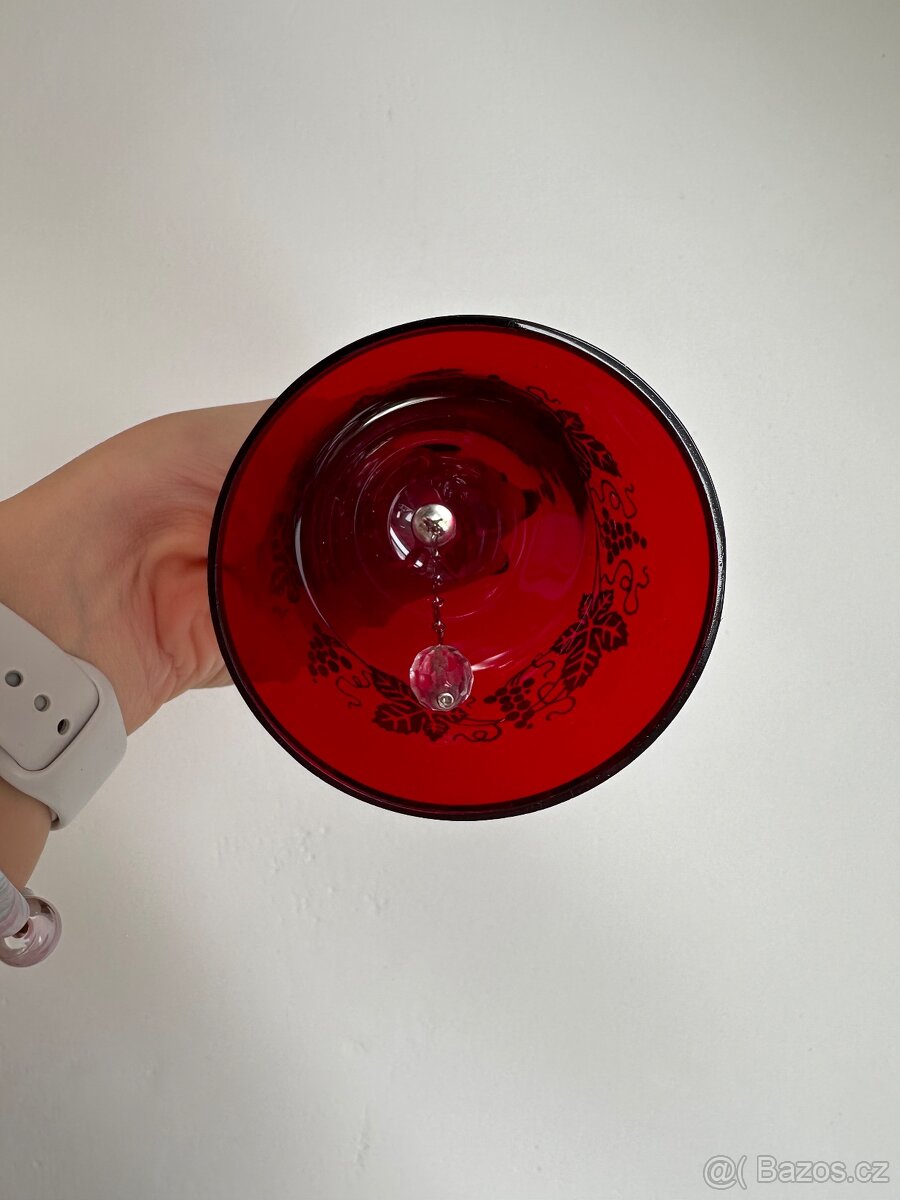Sada tmavě červeného skla Bohemia Glass - 8