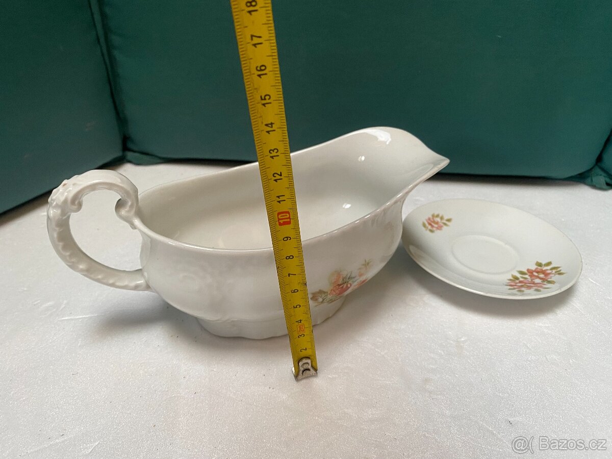 Vintage porcelánová salsera a podšálkem - 8