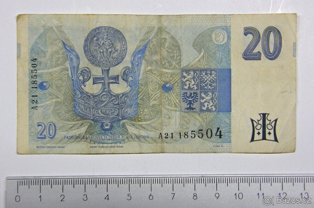 Bankovky 100HKD,20mark,100 Kčs,20Kč,10Kčs. - 8