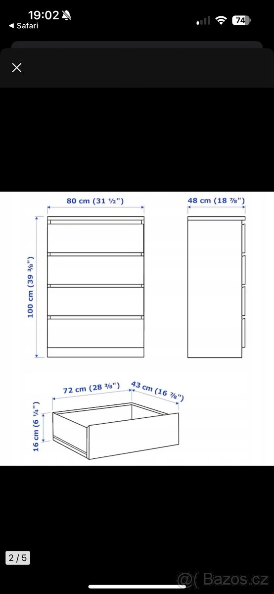 Komoda IKEA Malm 4 zásuvky - 8