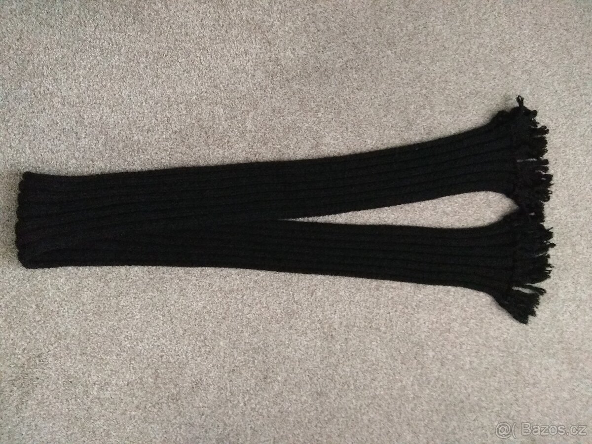 Nová dámská dlouhá zimní ručně pletená šála - tmavě černá - 8