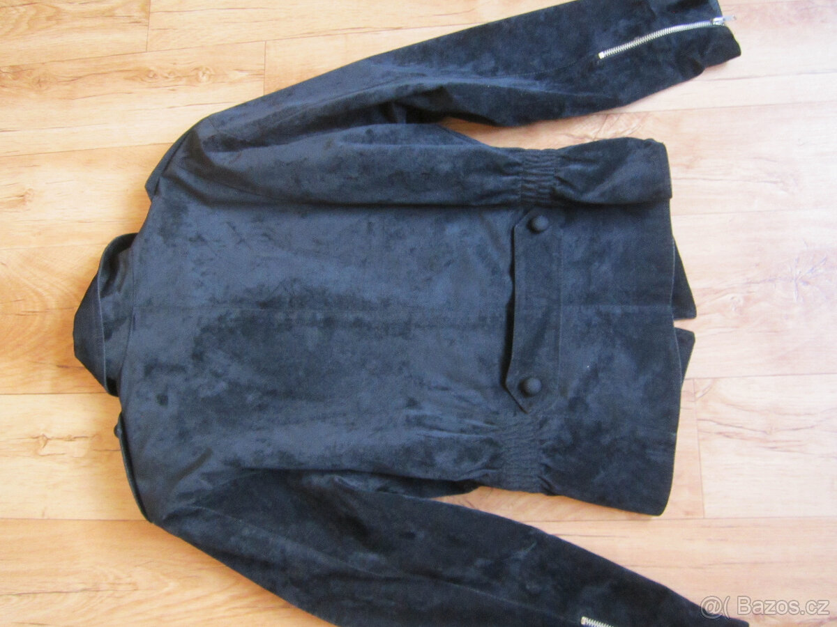 Černá bunda do pasu, vel. S/M/L, vzhled semiše - 8