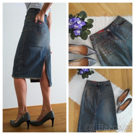 MISS SIXTY originál luxusní RIFLOVÁ SUKNĚ XS/S - 8