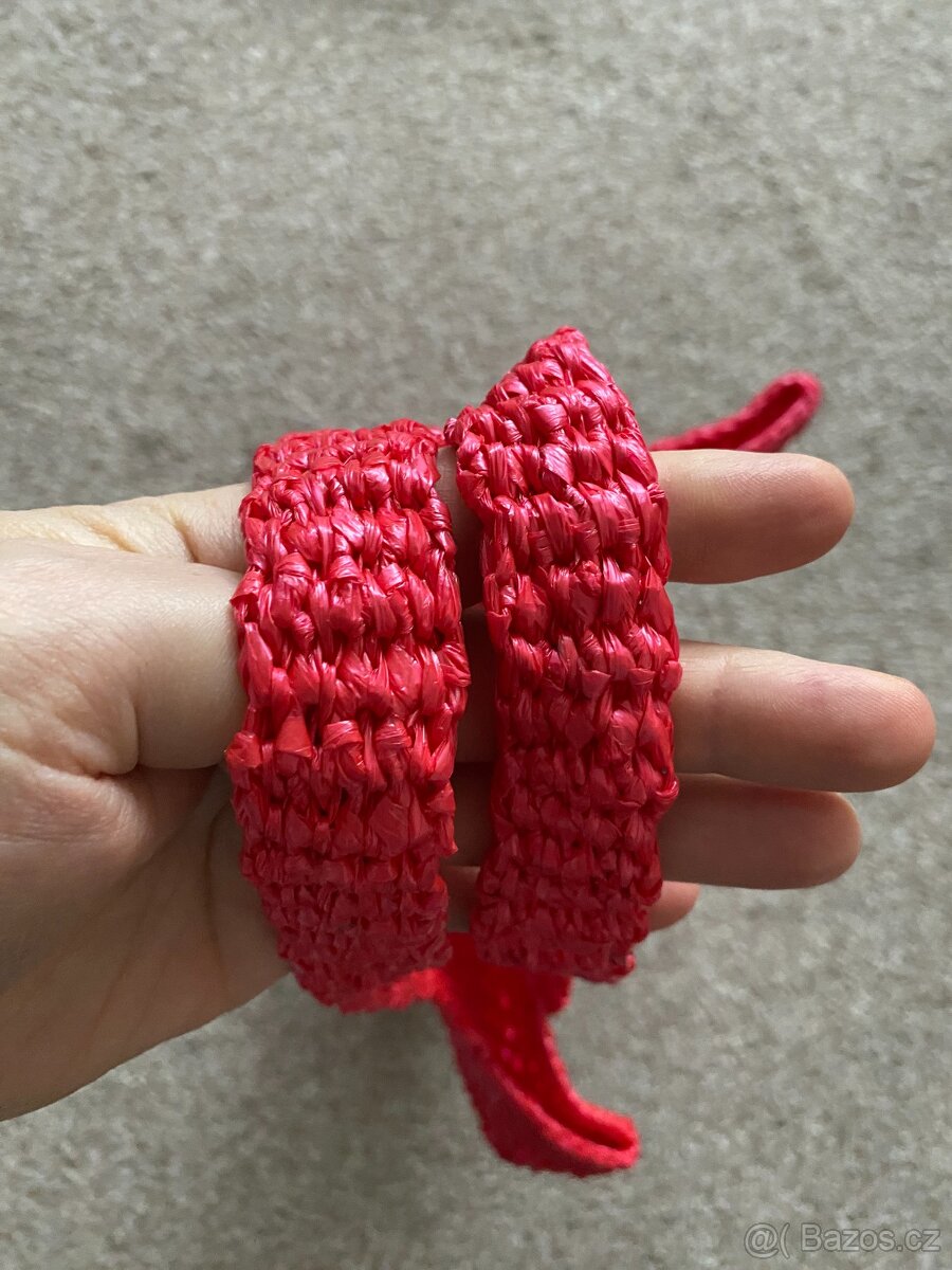 Nové lýkové tašky na knoflíky - červená, fialová - 8