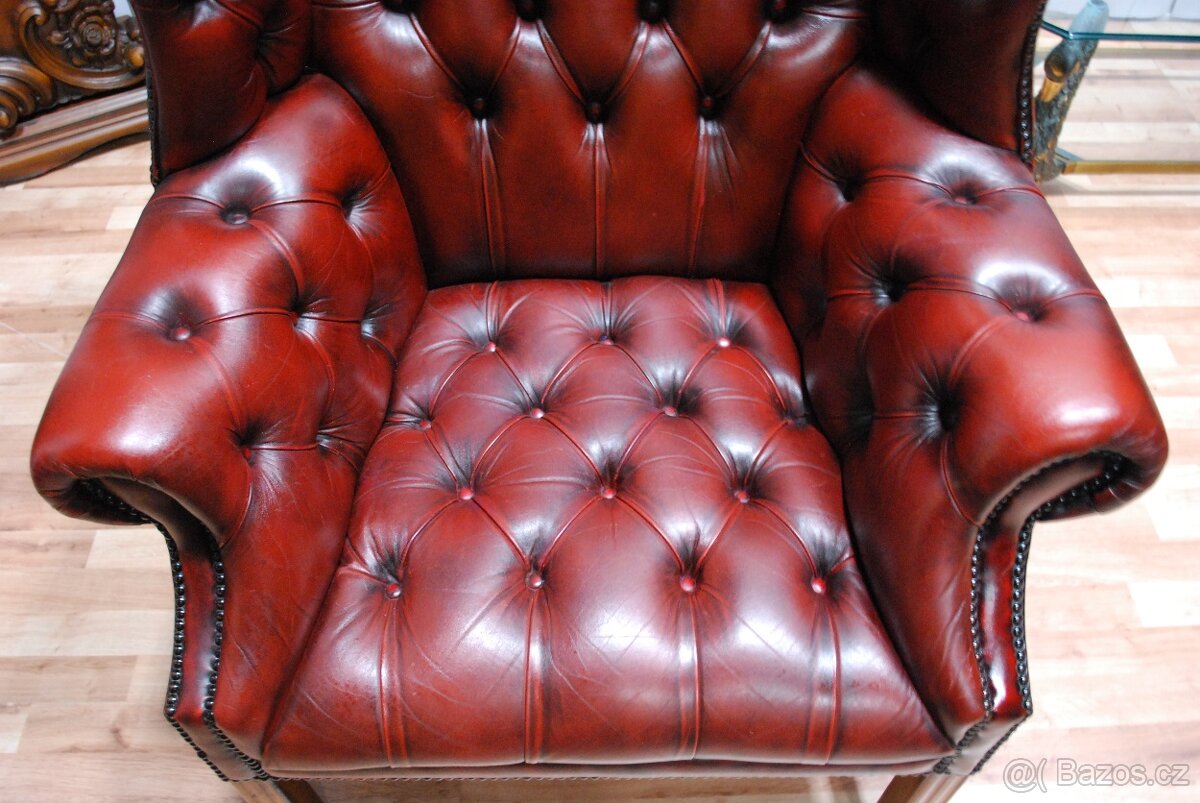 CHESTERFIELD-LEATHER-HIGH/BACK/WING CHAIR - 8