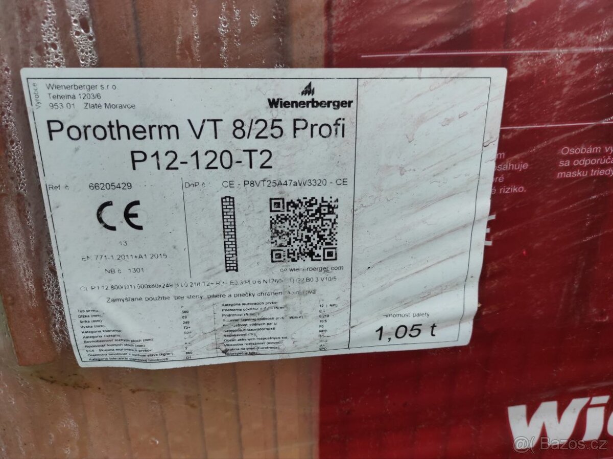 Cihly, věncovka / příčkovka broušená profi Porotherm VT8/25 - 8