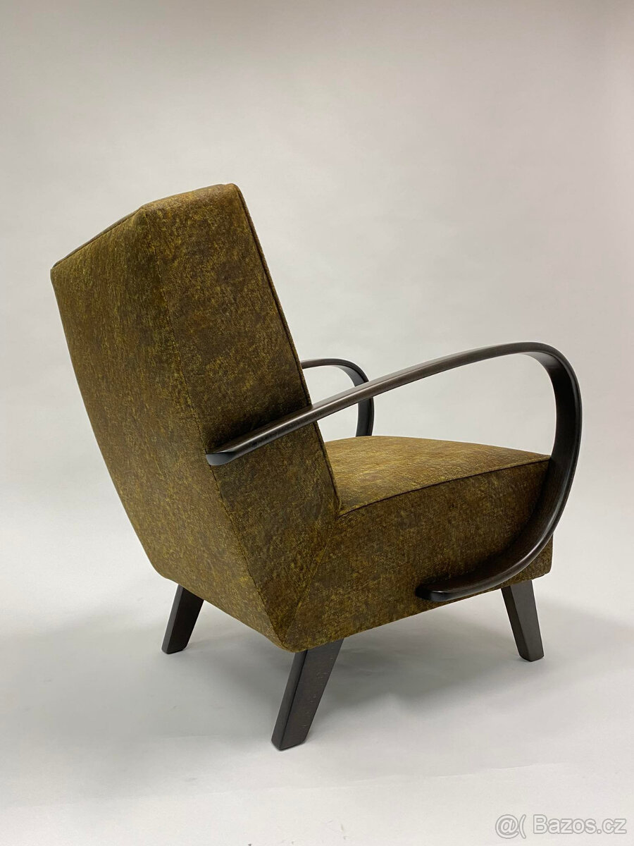 Bronzové křeslo Halabala s taburetem - kompletní renovace - 8