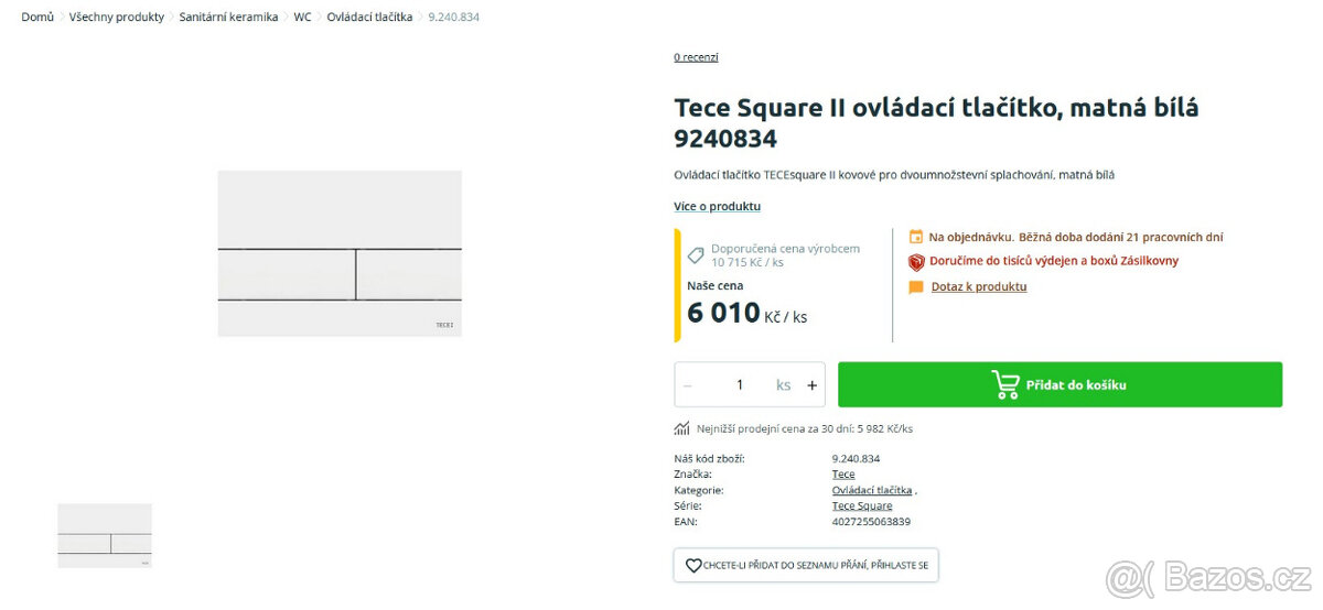 Set WC Tece box + TECEsquare II kovové tlačítko - 8