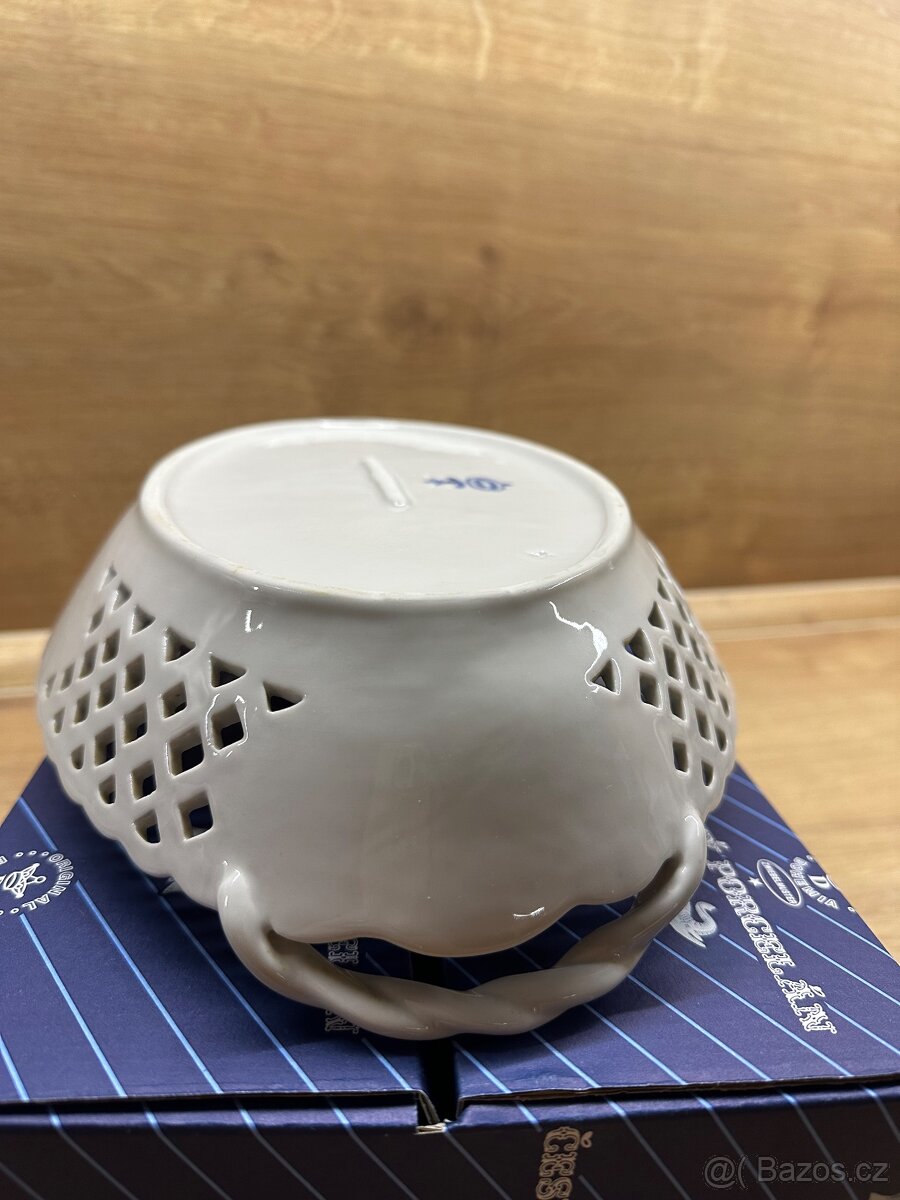 Košík prolamovaný 28cm, Cibulak, originál porcelán Dubí - 8