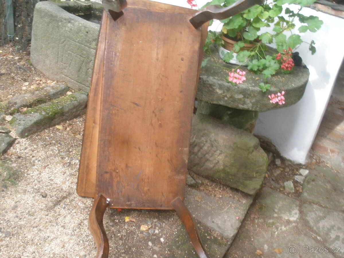 Starožitný rozkládací intarzovaný hrací stolek - 8