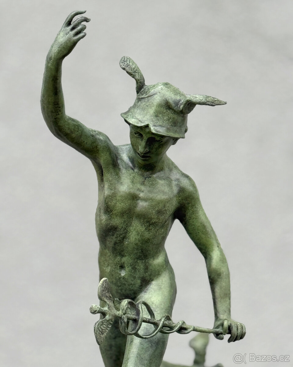 Bronzová socha Hermés Merkur luxusní soška římský boh štěstí - 8