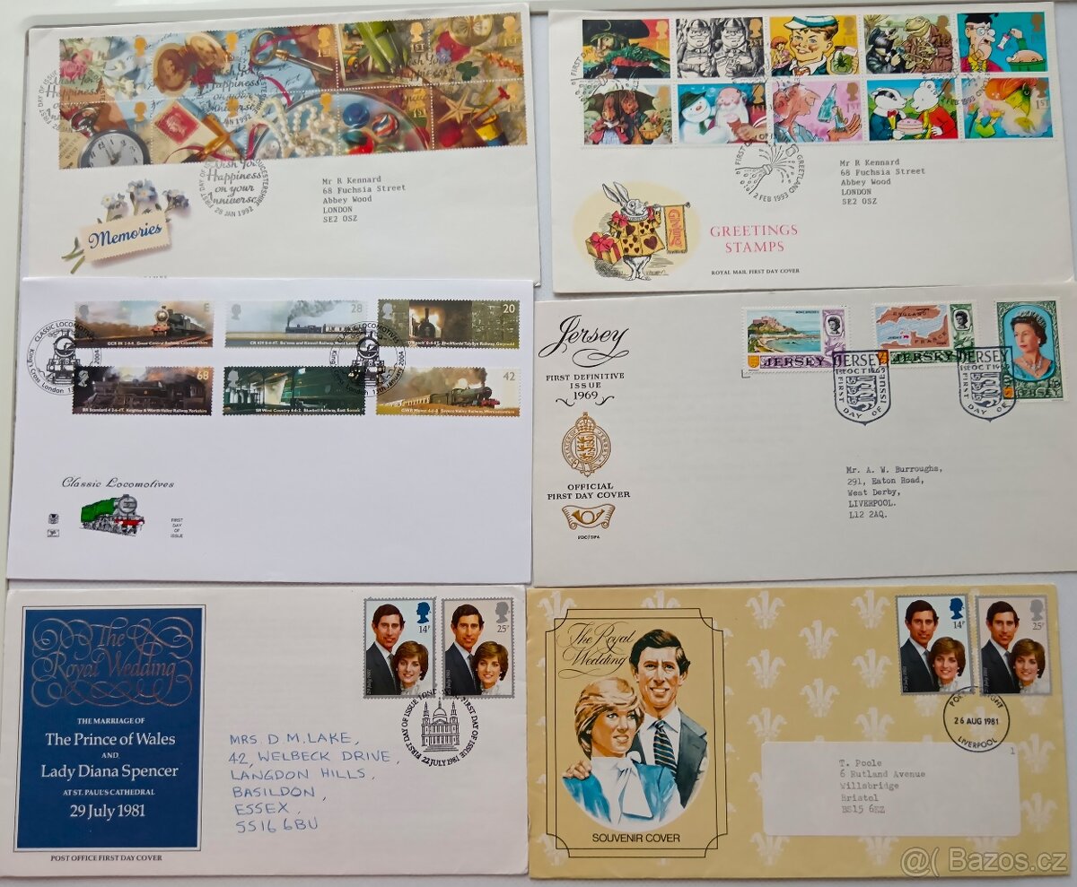 10x obálky FDC - Anglie. 3. - 8