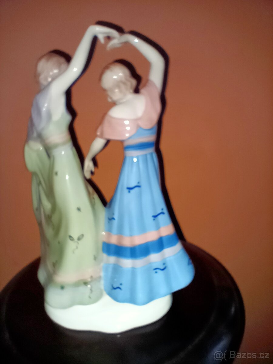 Tančící dívky. ROYAL DUX- ART-DECO sig. ELLY STROBACH - 8