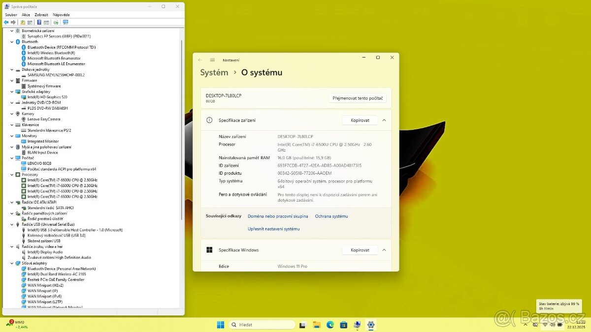 LENOVO E51-80 /i7-6500/16GB/SSD256GB/1920x1080/WIN11/ZÁRUKA - 8
