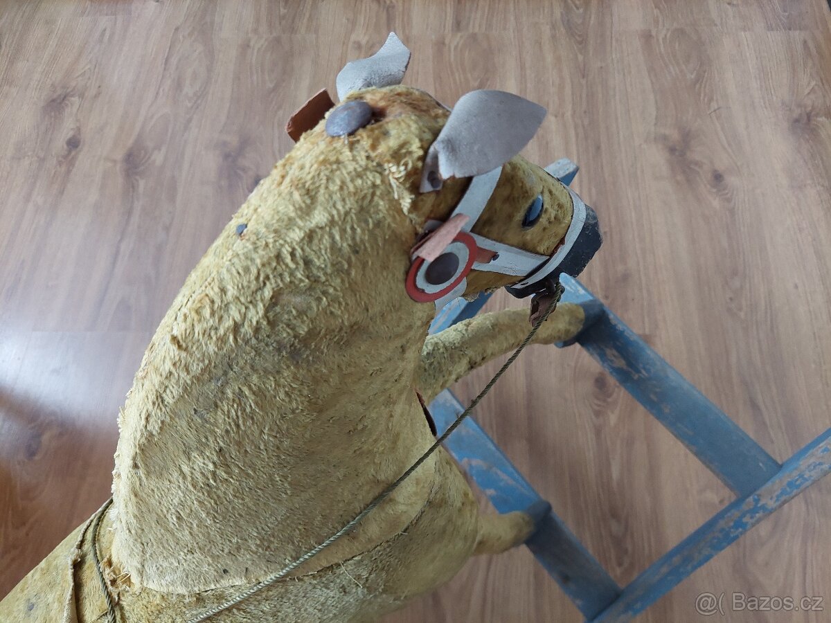 Starý houpací kůň koník - hračka retro vintage velice pěkný - 8