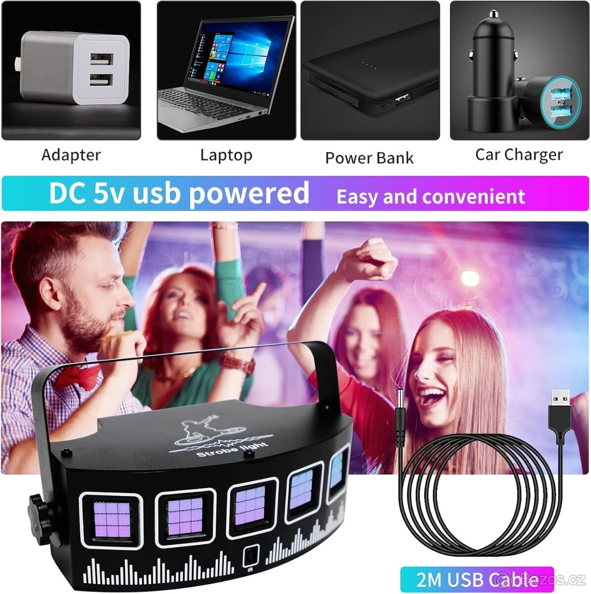 Stroboskopické světlo pro párty - LED disko 2ks Cena za vše - 8