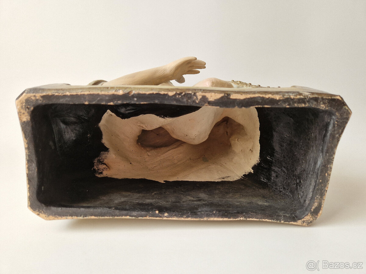 Starožitná secesní keramická socha sousoší busta děti ca1900 - 8