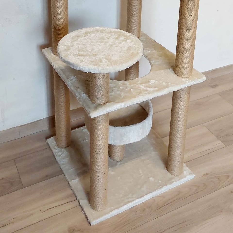 Béžové 146cm vysoký kočičí strom - škrabadlo - nové - 8