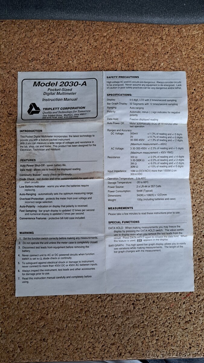Kapesní sbírkový multimetr Triplett 2030-A - 8