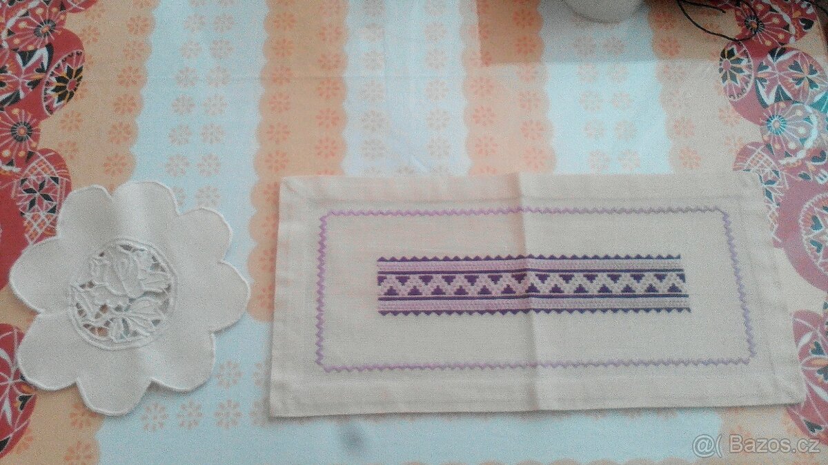 Retro - malý ubrus, prostírání + dečky - 8