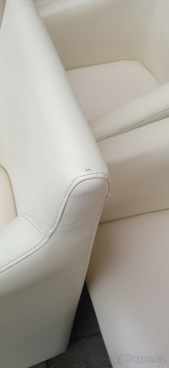 Jídelní kožená křesla bílá 5ks - 8