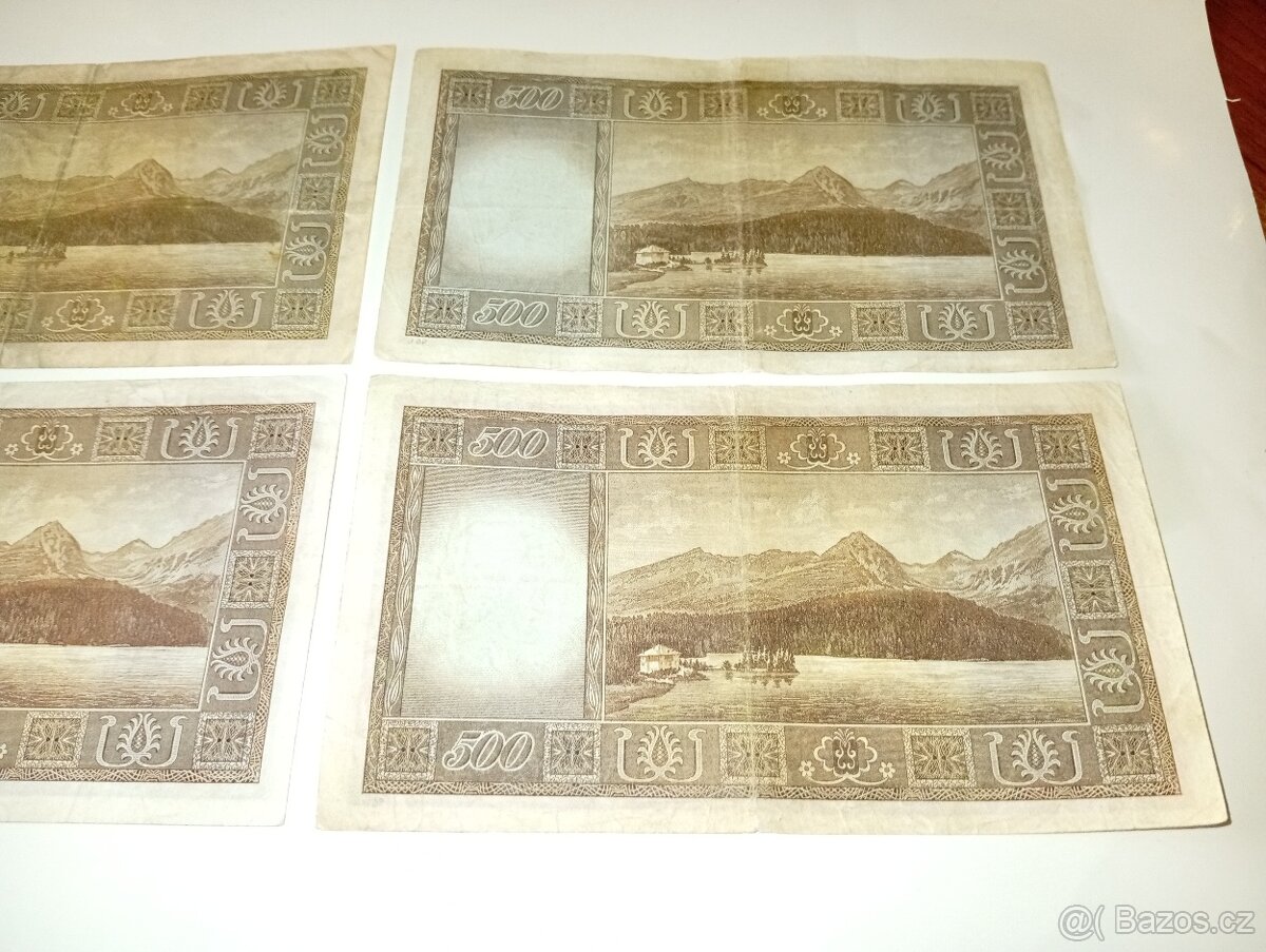 BANKOVKY 500 KČS, 1946, NEPERFOROVANÉ, RŮZNÉ SÉRIE - 8