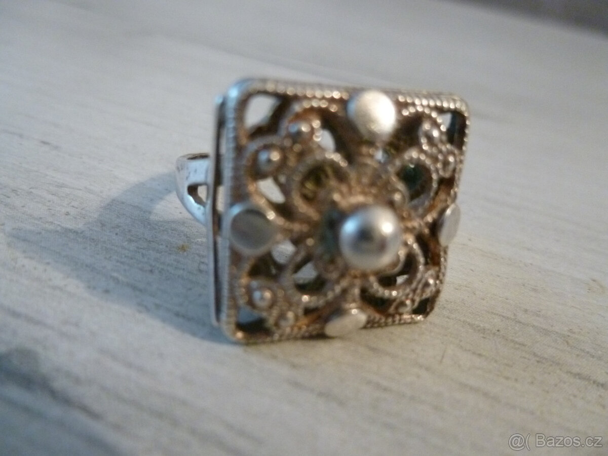 Stříbrný prsten starožitný - 8