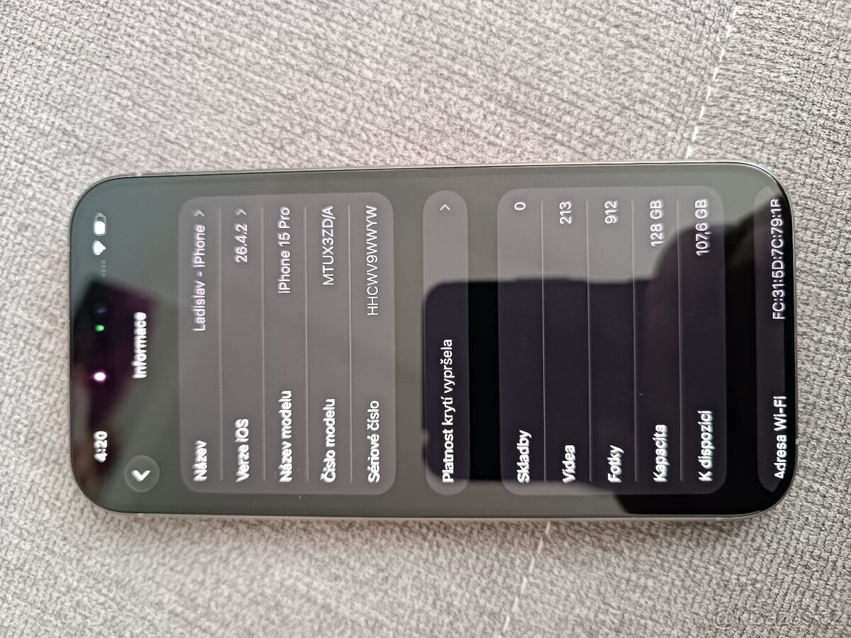 iPhone 15 pro, 128 GB, top stav - 8