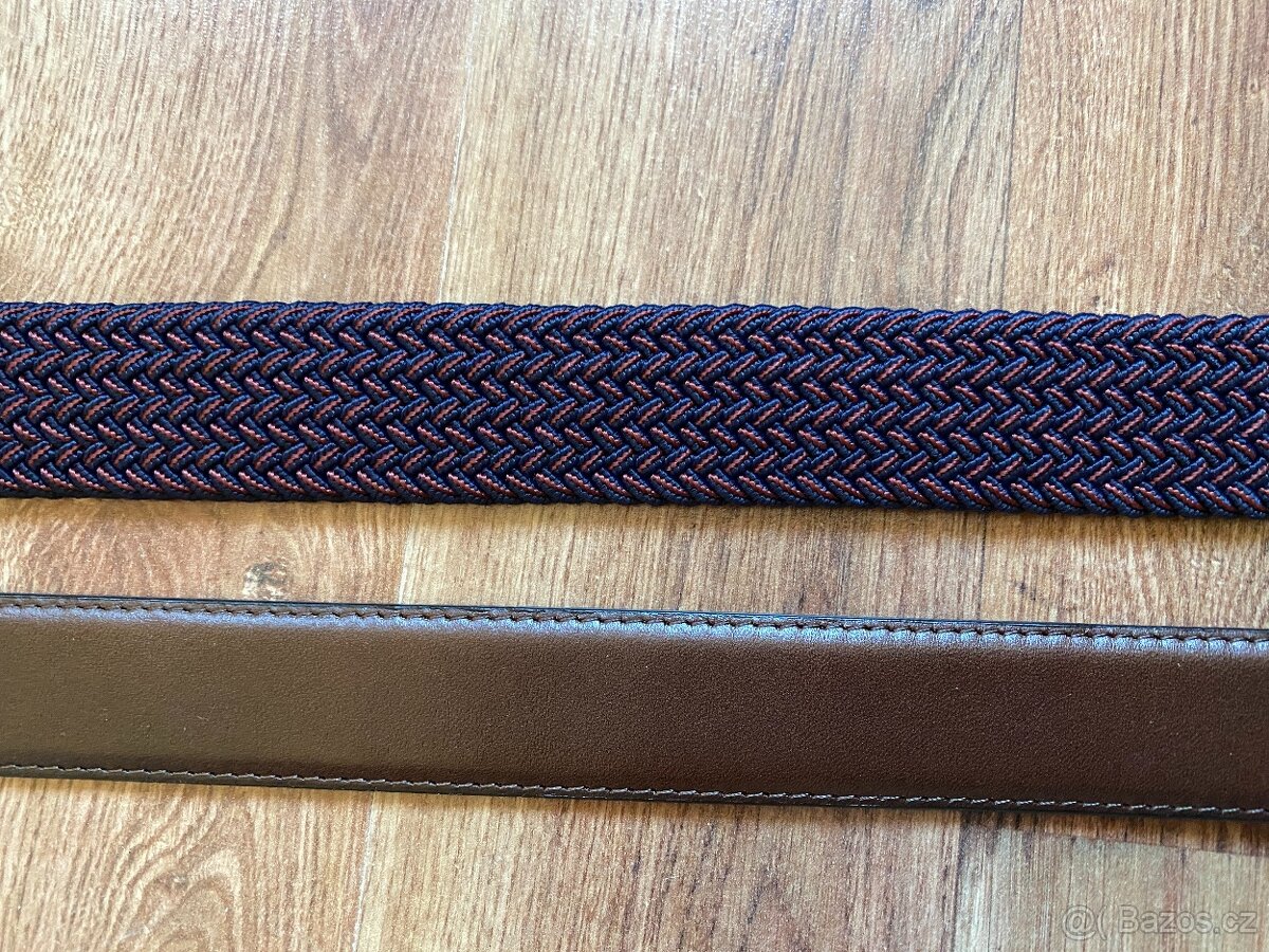 Nový dárkový set opasků BANDI - hnědý kožený, vínový pružný - 8