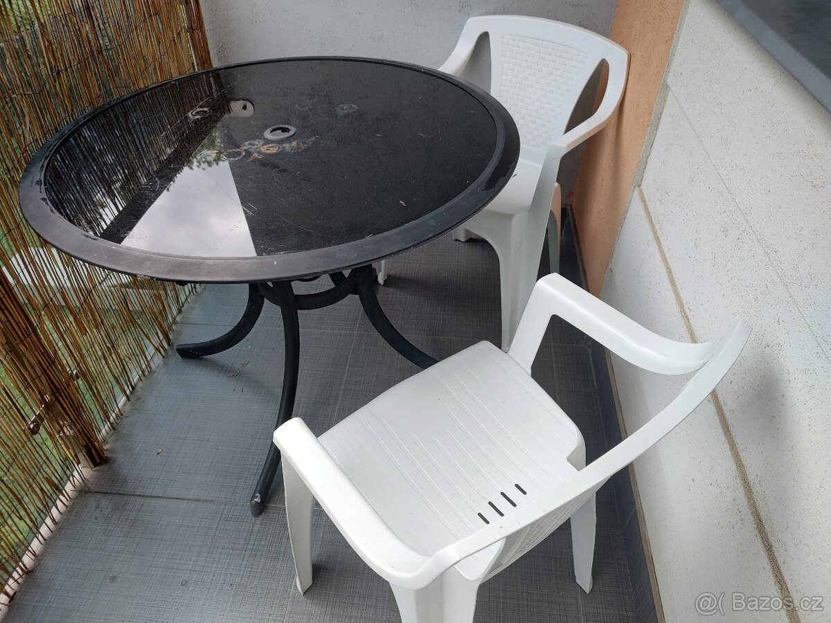 ⭐⭐⭐ZAHRADNÍ POSEZENÍ KOMPLET STOLEK+ 2x ŽIDLE + SLUNEČNÍK - 8